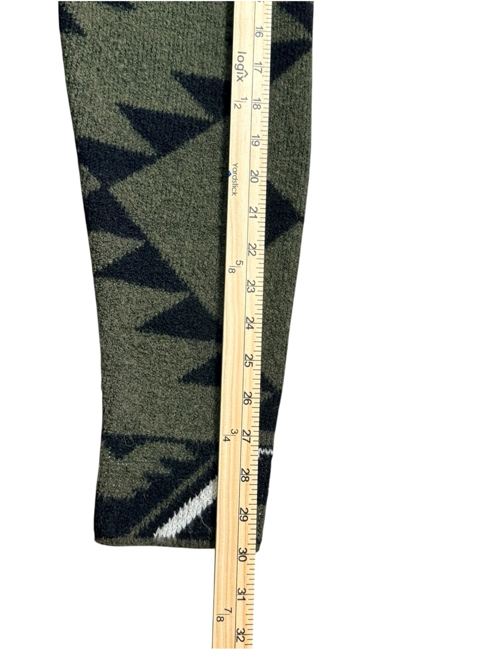 FRYE XL Southwestern Aztec Long Cardigan Sweater Olive Green Black - Picture 8 of 12